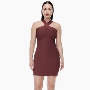 NEVER WORN WITH TAGS - ARITZIA Sculpt Knit Criss Cross Dress - Sundried Red